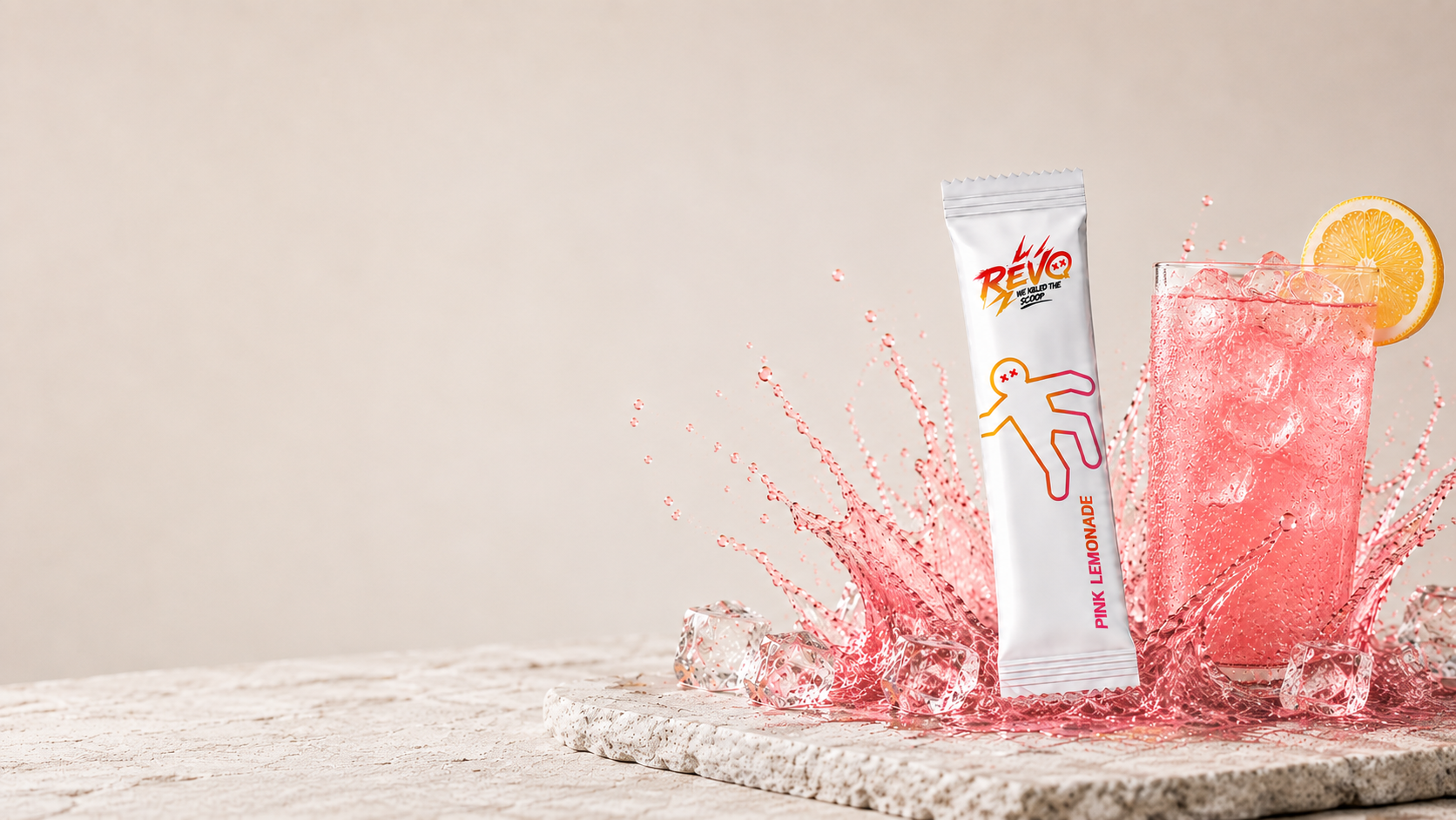 Revo creatine and electrolyte stick pack, no scoop or shaker required